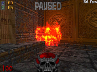 Screenshot depicting translucent, glowing flames in JHexen