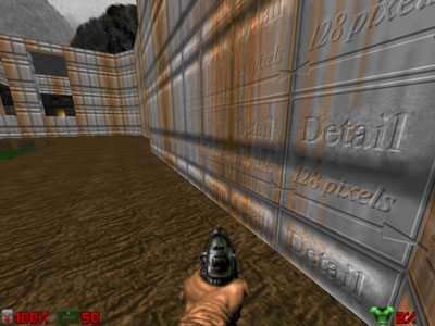 Screeshot depicting the effects of Detail textures in Doomsday
